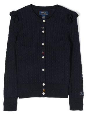 POLO RALPH LAUREN KIDS cardigan en coton à fleurs brodées - Bleu