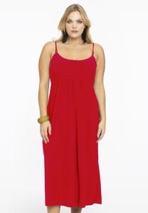 Yoek Dress spaghetti elastic waist | Rood | Maat 54/56