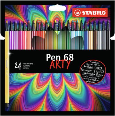STABILO Pen 68, premium viltstift, ARTY etui met 24 kleuren