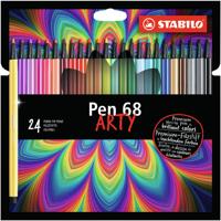 STABILO Pen 68, premium viltstift, ARTY etui met 24 kleuren