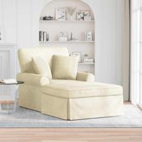 Chaise Lounge met Rok Crme 91 x 157 x 91 cm Geribbelde Stof