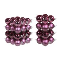 52x stuks glazen kerstballen cherry roze (heather) 6 en 8 cm mat/glans - Kerstbal