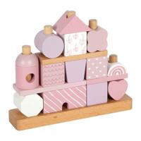 Small Foot - houten stapelhuis roze - 18dlg.