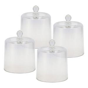 Amuse cloche - 4x stuks - transparant glas - D11 x H13 cm - hapjes stolp - amuseschaaltje