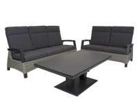 Qopps Orlon lounge set 3-zits en 2-zits met hoogte verstelbare tuintafel Rubli