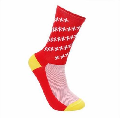 Fietsen sokken mannen vrouwen racefiets sokken outdoor Racing ademend basketbal voetbal sokken (rood)