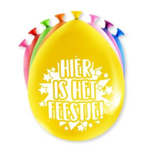 Ballonnen &apos;Hier is het feestje&apos; (8st)
