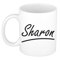 Naam cadeau mok / beker Sharon met sierlijke letters 300 ml   -