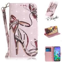 3D schilderij Butterfly hoge hakken patroon gekleurde tekening horizontale Flip lederen case voor LG q60 met houder & kaartsleuven & portemonnee