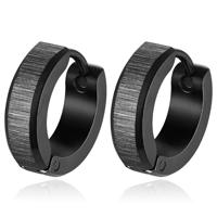 Mendes RVS Oorringen Heren Zwart Geborsteld