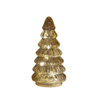 Kerstboompje glas 10led op batterij met timer 18.5x9.5 cm amber - Annas collection