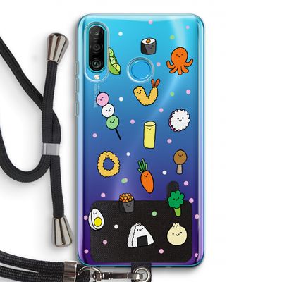 Happy bento friends: Huawei P30 Lite Transparant Hoesje met koord