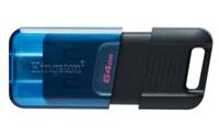 Kingston DataTraveler 80 M USB-stick Retail 64 GB Zwart/blauw DT80M/64GB USB-C - thumbnail