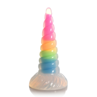 UniGlow - Glow-in-the-Dark Regenboog Siliconen Dildo - thumbnail