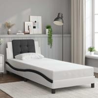 Bedframe zonder matras "Zadar" kunstleer wit en zwart 90x200 cm