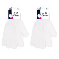Scrub washandjes - 4x st - wit - one size - volwassenen - was handschoenen Scrub washandjes - 4x st - wit - one size - volwassenen - was handschoenen