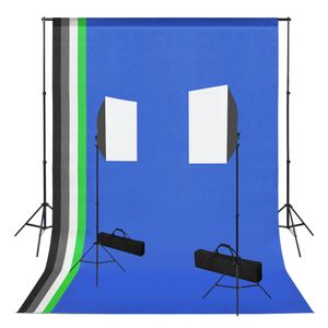 VidaXL Fotostudioset met softboxlampen en achtergronden