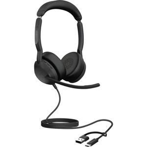 Jabra Evolve2 50 On Ear headset Telefoon Kabel, Bluetooth Stereo Zwart Ruisonderdrukking (microfoon), Noise Cancelling Headset, Microfoon uitschakelbaar