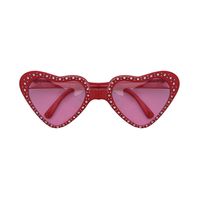 Hippie Flower Power Sixties hartjes glazen zonnebril rood - thumbnail