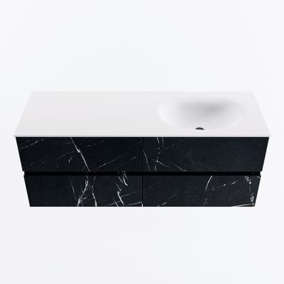 MONDIAZ VICA 130cm badmeubel onderkast Marquina 4 lades. Wastafel MOON rechts zonder kraangat, kleur Talc.