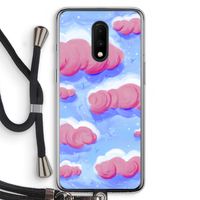 Roze wolken met vogels: OnePlus 7 Transparant Hoesje met koord