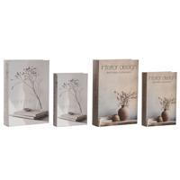 Decoratieve Doos Home ESPRIT Grijs Hout MDF (2 Stuks)
