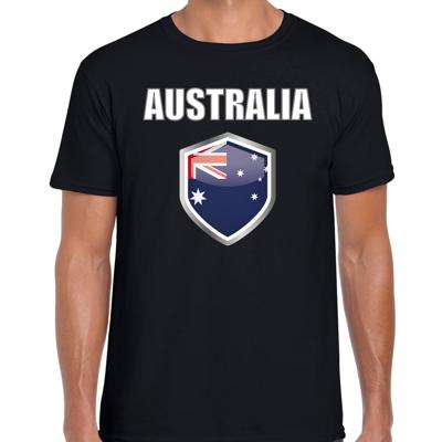 Australie vlag thema landen t-shirt - zwart - voor heren - Supporters kleding - korte mouwen
