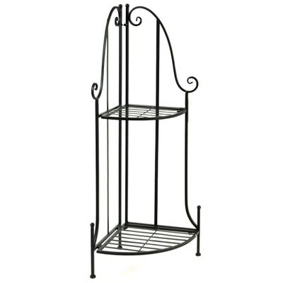 Plantenrek/plantentafel hoek - zwart - metaal - opvouwbaar - 43 x 30 x 97 cm
