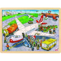 Goki legpuzzel Op De Vlieghaven junior hout 96 stukjes - thumbnail