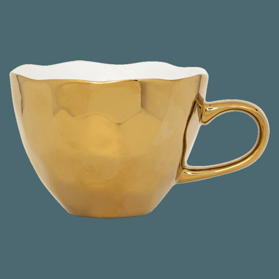 Good Morning kop Cappuccino / Thee Ø11 cm - Goud (set van 4)