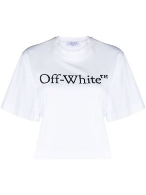 Off-White t-shirt Big Logo Bookish à coupe crop - Blanc