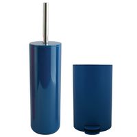 Toiletborstel in houder 38 cm/pedaalemmer 3L set Moods - Metaal - blauw - thumbnail