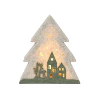 Decoratie LED Vilten Kerstboom met Huisjes 15.5x4x17 cm