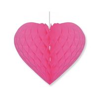 Fuchsia roze decoratie hart 15 cm van papier - Feestversiering