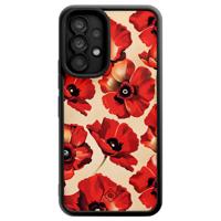 Samsung Galaxy A53 zwarte case - Poppy flowers