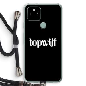 Topwijf Zwart: Pixel 5 Transparant Hoesje met koord