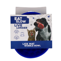 Eat Slow Live Longer Lick Mat Wobble Bowl uad Blue