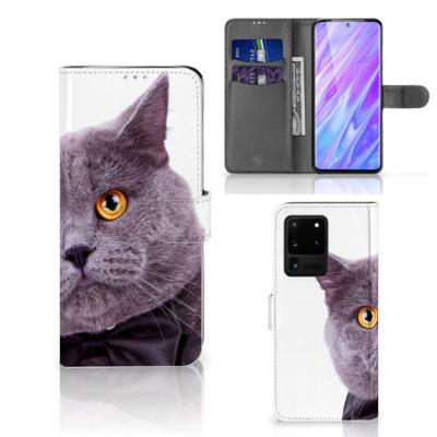 Samsung Galaxy S20 Ultra | Telefoonhoesje | Met pasjeshouder | Kat