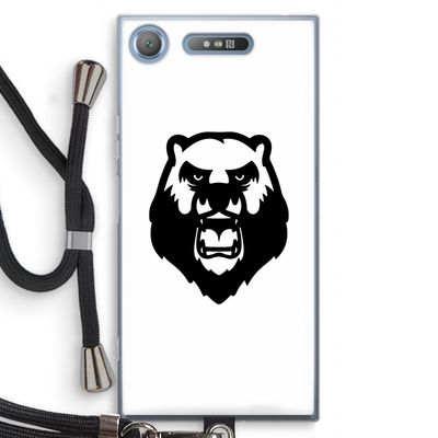 Angry Bear (white): Sony Xperia XZ1 Transparant Hoesje met koord