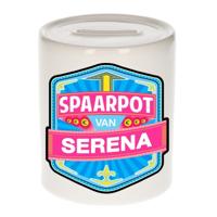 Kinder spaarpot met naam - Serena - keramiek - met dop - wit - Sparen - Spaargeld van Serena