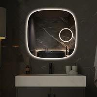 Badkamerspiegel SaniClear Shave | 60x60 cm | Vergrootglas | Indirecte verlichting | Touch button | Met spiegelverwarming