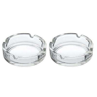 Asbak - 2x - transparant - D10 cm - glas - doorzichtige rookasbak - Tabaksbenodigdheid