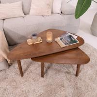 Livingfurn Organische Salontafel 'Xavier' Mangohout, Set van 2 stuks