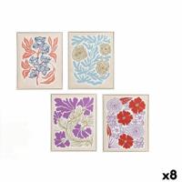 Canvas Gift Decor Blauw Rood Oranje Paars Blommor 40 x 3 x 50 cm (8 Stuks)