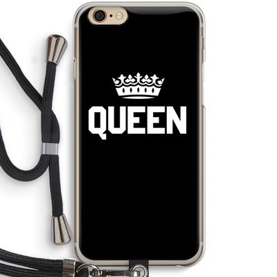 Queen zwart: iPhone 6 / 6S Transparant Hoesje met koord