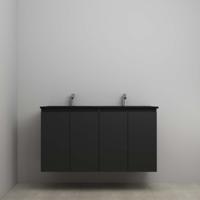 On-Line Onderkast - 120 cm - Voorgemonteerd - Greeploze Ladestructuur - Acryl Wastafel - 2 Kraangaten - Mat Zwart