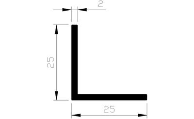 Hoekprofiel alu brute 25x25x2mm (5mtr)