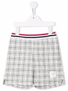 Thom Browne Kids short en maille à carreaux - Blanc