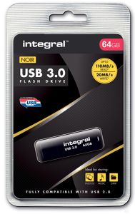 Integral 64GB USB3.0 DRIVE NEON BLACK UP TO R-100 W-30 MBS USB flash drive USB Type-A 3.2 Gen 1 (3.1 Gen 1) Zwart
