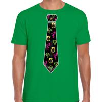 Tropical party T-shirt voor heren - stropdas - groen - neon - carnaval - tropisch themafeest